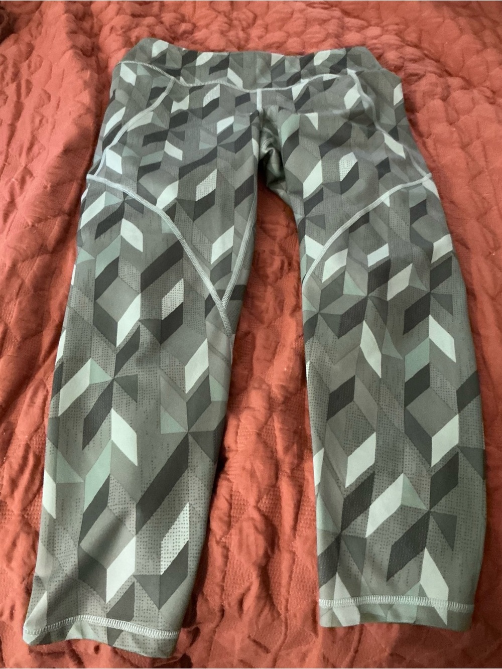 Patagonia Women's Geometric Ankle Leggings Green Yoga Pull-On Stretch Size M